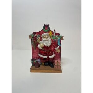 Vintage Santa Glowing Christmas Poly Crystal Candle Holder Tea Light - Holiday -